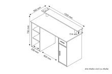 Schreibtisch >DIEGO< in Weiß/Anthrazit 120 x 88 x 55 cm (BxHxT)