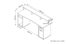 Schreibtisch >FANTASTIC< in Anthrazit 180 x 93 x 65 cm (BxHxT)