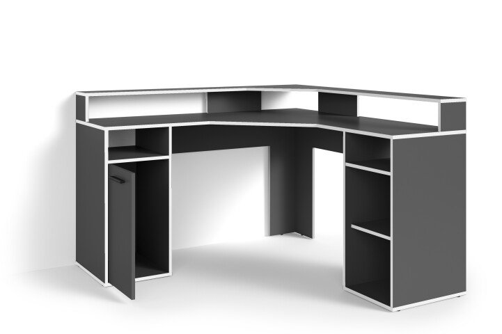 Schreibtisch >FOX< in Anhtrazit/Weiß 139 x 90,8 x 139 cm (BxHxT)