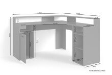 Schreibtisch >FOX< in Anhtrazit/Weiß 139 x 90,8 x 139 cm (BxHxT)