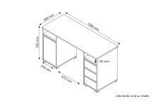 Schreibtisch >LOBO< in Weiß 138 x 75 x 55 cm (BxHxT)