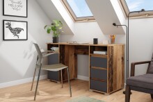 Schreibtisch >LOBO< in Old-Wood-Optik 138 x 75 x 55 cm (BxHxT)