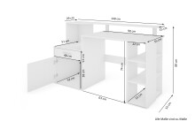 Schreibtisch >LOUIS< in Weiß 140 x 89 x 55 cm (BxHxT)