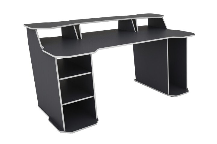 Schreibtisch >MATRIX< in Anthrazit, Kanten in Weiß 180 x 76/93 x 85 cm (BxHxT)