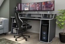 Schreibtisch >MATRIX< in Anthrazit, Kanten in Weiß 180 x 76/93 x 85 cm (BxHxT)