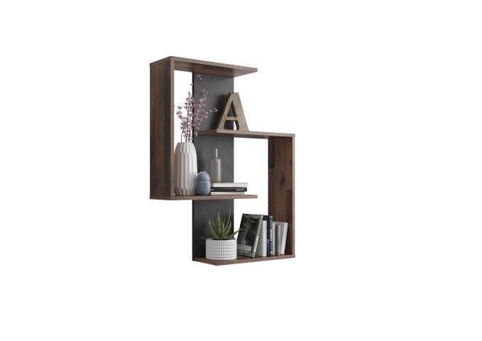 Wandregal >KRETA< in Old Style dunkel-Matera - 44,5x77x44,5cm (BxHxT)