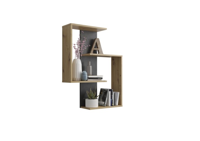 Wandregal >KRETA< in Artisan Eiche Dekor-Matera - 44,5x77x44,5cm (BxHxT)