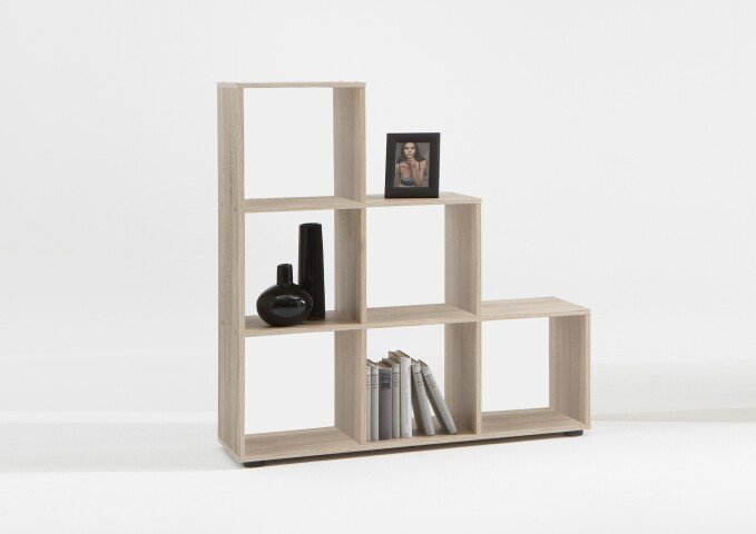 Raumteilerregal >MEGA 1< in Eiche Dekor - 104,5x108x33cm (BxHxT)