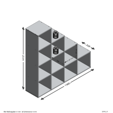 Raumteilerregal >MEGA 2< in weiß - 138,5x143,5x33cm (BxHxT)