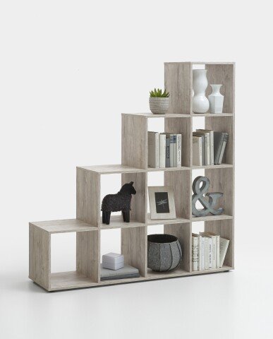 Raumteilerregal >MEGA 2< in Sandeiche Dekor - 138,5x143,5x33cm (BxHxT)