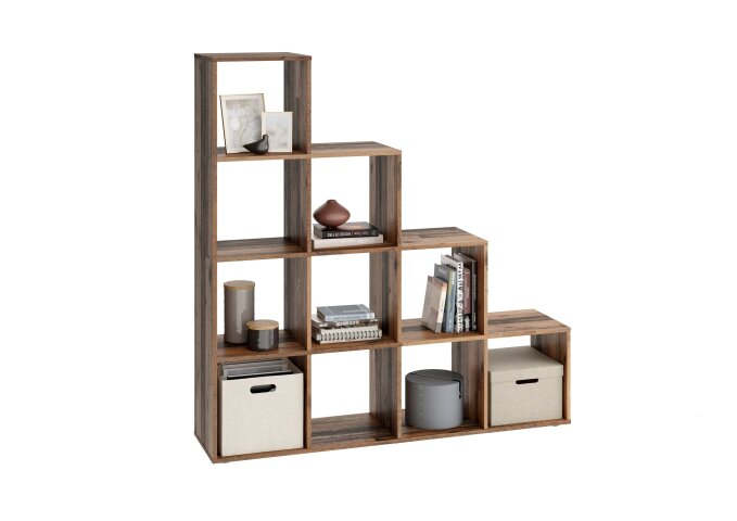 Raumteilerregal >MEGA 2< in Old Style dunkel - 138,5x143,5x33cm (BxHxT)