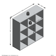 Raumteilerregal >MEGA 5< in weiß - 104,5x108,5x33cm (BxHxT)