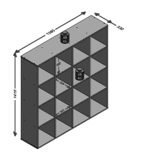 Raumteilerregal >MEGA 6< in Sandeiche Dekor-weiß - 138,5x143x33cm (BxHxT)