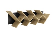 Wandregal >BÜCHEN 2< in Schwarz perl-Artisan Eiche - 127,5x38,5x25,5cm (BxHxT)