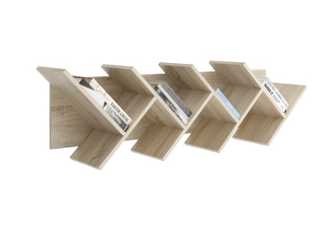 Wandregal >BÜCHEN 2< in Eiche Dekor - 127,5x38,5x25,5cm (BxHxT)