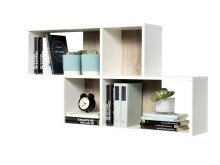 Wandregal >NORA< in weiß-Eiche Dekor -...