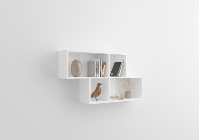 Wandregal >NORA< in matt weiß - 100x53x19,5cm (BxHxT)