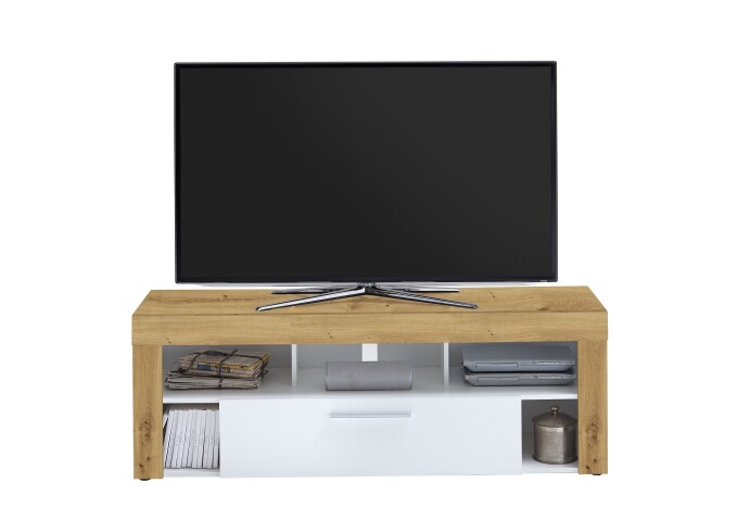 TV-Schrank >VIBIO 1< in Artisan Eiche Dekor-weiß - 150x53x41,4cm (BxHxT)