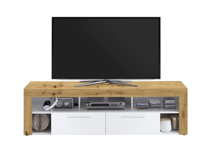 TV-Schrank >VIBIO 2< in Artisan Eiche Dekor-weiß - 180x52,8x41,3cm (BxHxT)