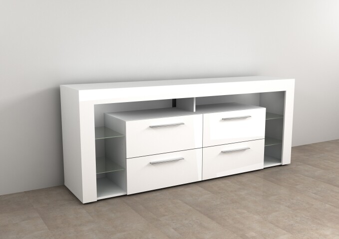 TV-Schrank >VIBIO 3< in weiß Edelglanz-hochlanz weiß - 180x72,7x41,3cm (BxHxT)