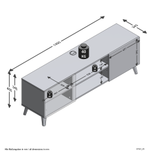 TV-Board >Brighton 1< in weiß - 104x46,5x34,5cm (BxHxT)
