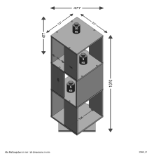 Drehregal >TOWER< in Artisan Eiche Dekor - 34x108x34cm (BxHxT)
