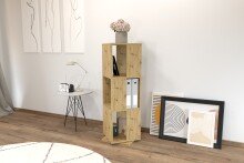 Drehregal >TOWER< in Artisan Eiche Dekor - 34x108x34cm (BxHxT)