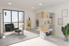 Drehregal >TOWER< in Artisan Eiche Dekor - 34x108x34cm (BxHxT)