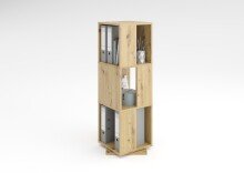 Drehregal >TOWER< in Artisan Eiche Dekor - 34x108x34cm (BxHxT)