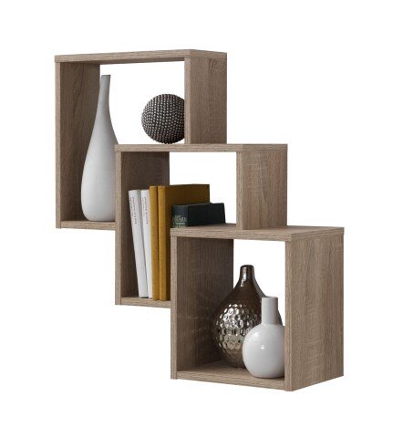 Wandregal >FIBI< in Eiche Dekor - 64x65,5x19cm (BxHxT)
