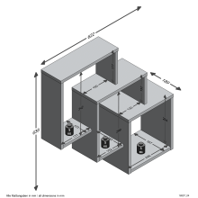 Wandregal >FIBI< in Eiche Dekor - 64x65,5x19cm (BxHxT)