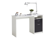 Schreibtisch >JACKSON< in weiß-P-schwarz - 123x76,5x50cm (BxHxT)