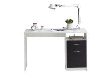 Schreibtisch >JACKSON< in weiß-P-schwarz - 123x76,5x50cm (BxHxT)