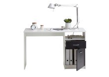 Schreibtisch >JACKSON< in weiß-P-schwarz - 123x76,5x50cm (BxHxT)