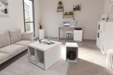 Schreibtisch >JACKSON< in Beton LA-weiß - 123x76,5x50cm (BxHxT)
