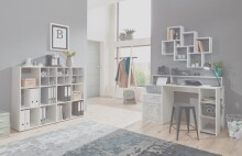 Schreibtisch >BOLTON< in weiß-Beton LA -...