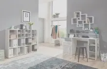 Schreibtisch >BOLTON< in weiß-Beton LA -...