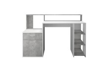 Schreibtisch >BOLTON< in weiß-Beton LA - 138,5x91,6x53,5cm (BxHxT)