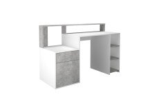 Schreibtisch >BOLTON< in weiß-Beton LA - 138,5x91,6x53,5cm (BxHxT)