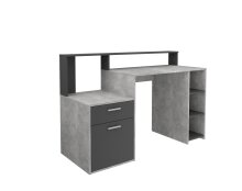 Schreibtisch >BOLTON< in Beton LA - Anthrazit - 138,5x91,6x53,5cm (BxHxT)