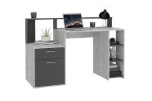 Schreibtisch >BOLTON< in Beton LA - Anthrazit -...