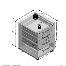 Rollcontainer >CALVIA 4< in Brillantweiß - 48x65,5x49,5cm (BxHxT)