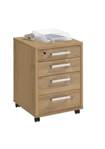 Rollcontainer >CALVIA 4< in Alteiche Dekor - 48x65,5x49,5cm (BxHxT)