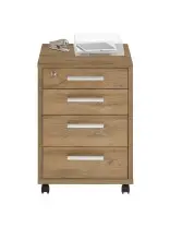 Rollcontainer >CALVIA 4< in Alteiche Dekor - 48x65,5x49,5cm (BxHxT)