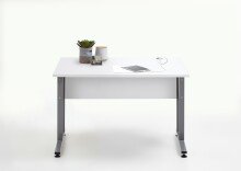 Schreibtisch >CALVIA 1< in Brillantweiß - 120x75x80cm (BxHxT)