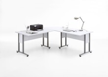 Schreibtisch >CALVIA 103< in Brillantweiß -...