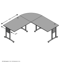 Schreibtisch >CALVIA 103< in Brillantweiß - 200x75x200cm (BxHxT)