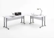 Schreibtisch >CALVIA 104< in Brillantweiß -...