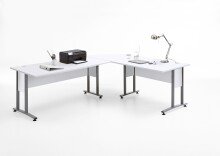 Schreibtisch >CALVIA 104< in Brillantweiß -...