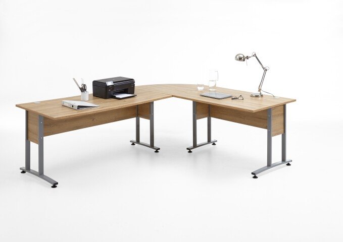 Schreibtisch >CALVIA 104< in Alteiche Dekor - 240x75x200cm (BxHxT)